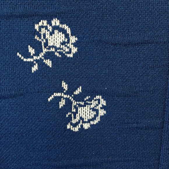 Vintage 70s Blue Button Front Jacket, Pointy Dagger Collar Western Style Floral - Picture 5 of 16